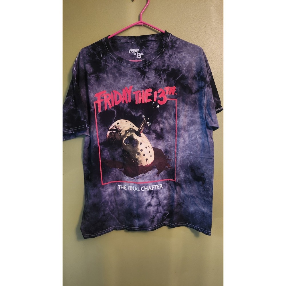 Friday The 13th Shirt Mens Med Black Tie Dye‎ Final Chapter Horror Jason Graphic